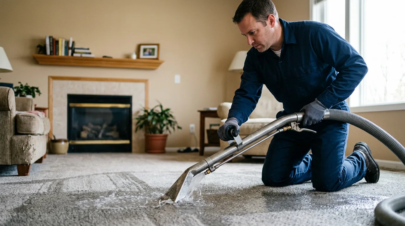 Water damage restoration technician working near Reynoldsburg, OH
